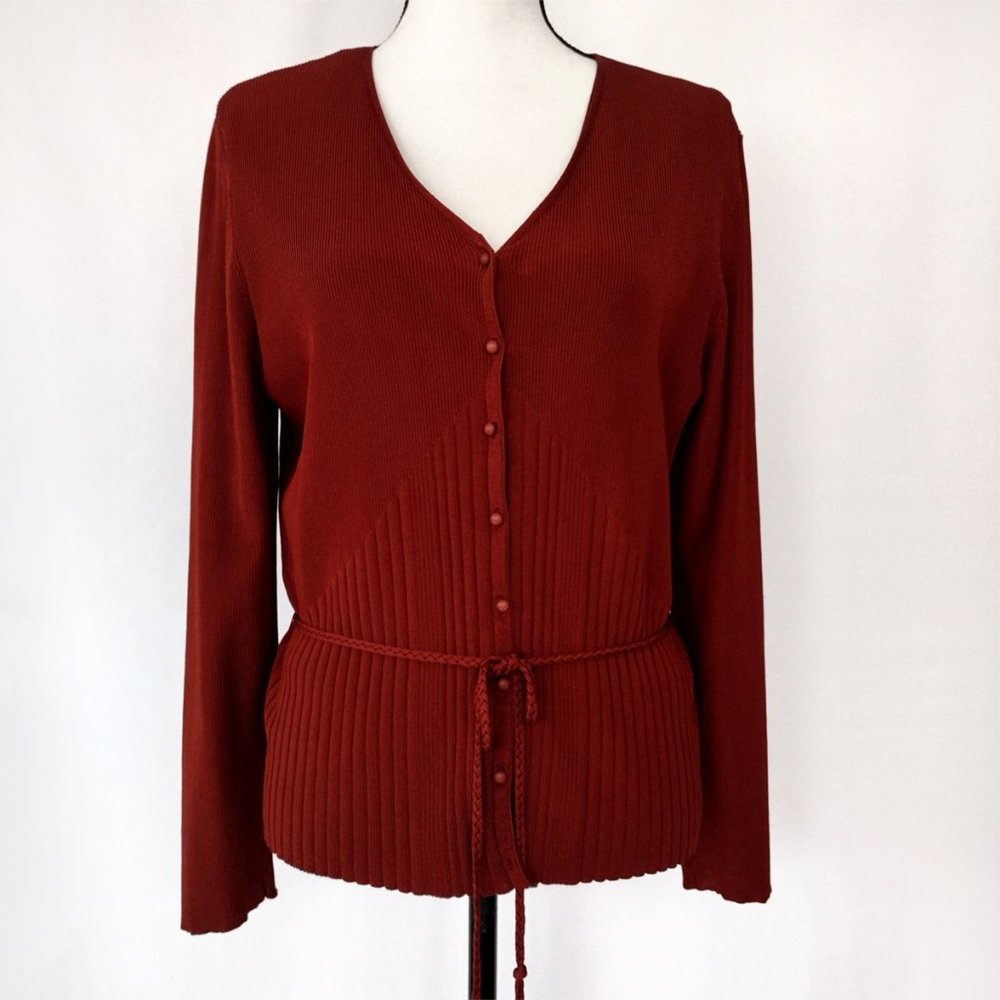 Anne Klein Copper Knit Cardigan Sweater and Tank Set